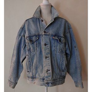 Vintage 80s Levi's Denim Jacket Type 3 Trucker Mens sz L Made in USA Light Wash